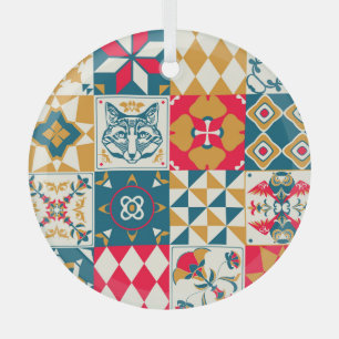 Blaue Tile: Vintager Mosaikhintergrund. Ornament Aus Glas