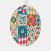 Blaue Tile: Vintager Mosaikhintergrund. Ornament Aus Glas (Vorderseite Rechts)