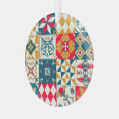 Blaue Tile: Vintager Mosaikhintergrund. Ornament Aus Glas (Vorderseite links)