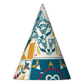 Blaue Tile: Vintager Mosaikhintergrund. Partyhütchen (Links)