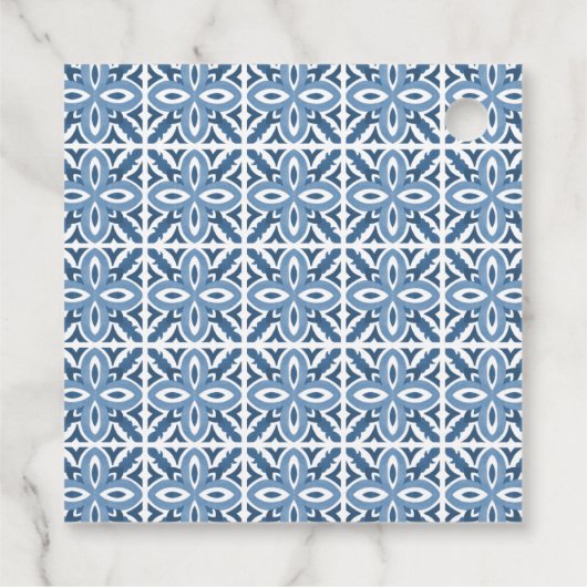 Blaue Tiles Lemons Wedding Geschenkanhänger (Rückseite)