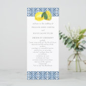 Blaue Tiles Lemons Wedding Programm (Stehend Vorderseite)