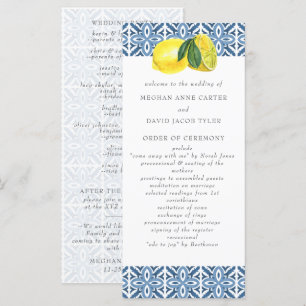 Blaue Tiles Lemons Wedding Programm