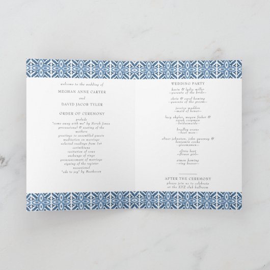 Blaue Tiles Lemons Wedding Programm (Innenseite)