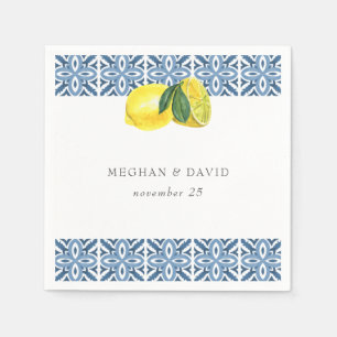 Blaue Tiles Lemons Wedding Serviette