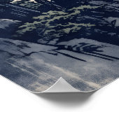Blaue Tinte Nebelberg Poster (Ecke)