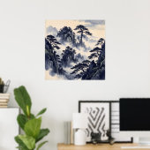 Blaue Tinte Pine Mountain Poster (Heimbüro)