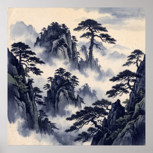 Blaue Tinte Pine Mountain Poster