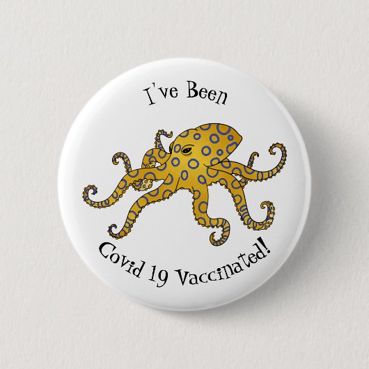 Blaue Tintenfisch-Cartoon-Abbildung Button (Vorderseite)