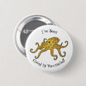 Blaue Tintenfisch-Cartoon-Abbildung Button (Vorne & Hinten)