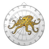 Blaue Tintenfisch-Cartoon-Abbildung Dartscheibe (vorne)