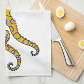 Blaue Tintenfisch-Cartoon-Abbildung Geschirrtuch (Viertel Falte)