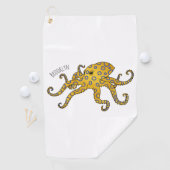 Blaue Tintenfisch-Cartoon-Abbildung Golfhandtuch (Insitu)