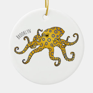 Blaue Tintenfisch-Cartoon-Abbildung Keramik Ornament