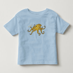 Blaue Tintenfisch-Cartoon-Abbildung Kleinkind T-shirt