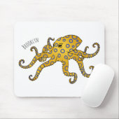 Blaue Tintenfisch-Cartoon-Abbildung Mousepad (Mit Mouse)