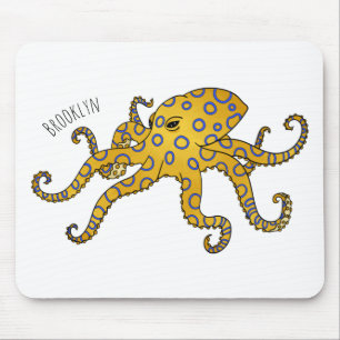 Blaue Tintenfisch-Cartoon-Abbildung Mousepad
