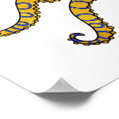 Blaue Tintenfisch-Cartoon-Abbildung Poster (Ecke)