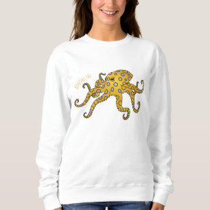 Blaue Tintenfisch-Cartoon-Abbildung Sweatshirt