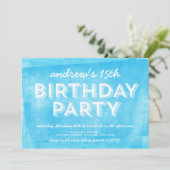 Blaue Tintenpatrone jeden Geburtstag Einladung (Stehend Vorderseite)