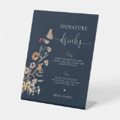 Blaue Tiny Wildblume Signature Drinks unterzeichne Sockelschild (Vorderseite)