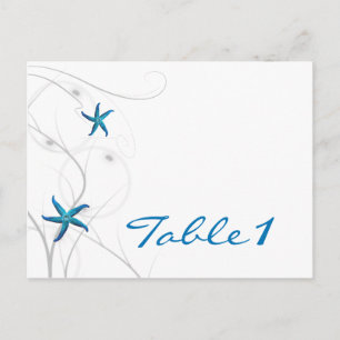 Blaue Tischnummer und Silberkoralle