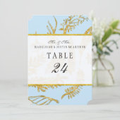 Blaue Tischnummern Moderne Blätter aus handgezogen (Stehend Vorderseite)