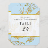 Blaue Tischnummern Moderne Blätter aus handgezogen (Vorne/Hinten)