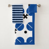 Blaue Tischtennisschläger und Ballmonogramm Badhandtuch Set (Insitu)