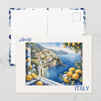 Blaue Titel und Zitronen aus Amalfi Italien Postkarte