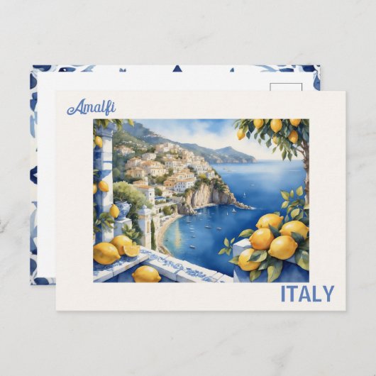Blaue Titel und Zitronen aus Amalfi Italien Postkarte (Vorne/Hinten)