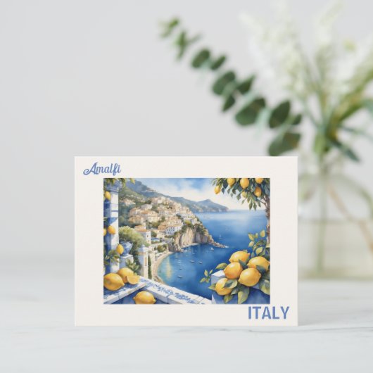Blaue Titel und Zitronen aus Amalfi Italien Postkarte (Stehend Vorderseite)