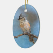 Blaue Titmaus-Vogelmalerei Jahr Weihnachten Keramik Ornament (Links)