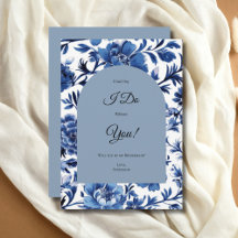 Blaue Toile-Blumen-Brautjungfer-Vorschlagskarte