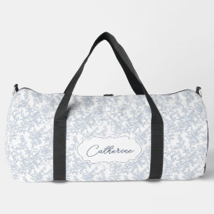 Blaue Toile-Blumen-Spitze Personalisiert Duffle Bag