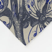 Blaue Toile-Blumenmuster im Vintage-Stil Fleecedecke (Ecke)