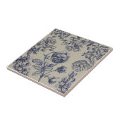 Blaue Toile-Blumenmuster im Vintage-Stil Fliese (Seite)