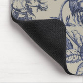 Blaue Toile-Blumenmuster im Vintage-Stil Mousepad (Ecke)