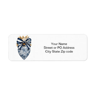 Blaue Toile Blumiges Herz Navy Streifen Bogen