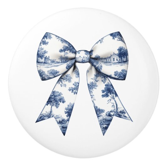 Blaue Toile-Bow-Möbel  Keramikknauf (Vorderseite)
