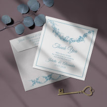 Blaue Toile de Jouy Hochzeit Danke Karte