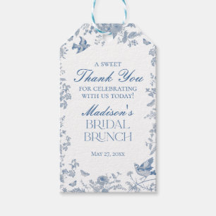 Blaue Toile De Jouy Hochzeitsbrunch-Geschenke Geschenkanhänger
