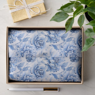 Blaue Toile de Jouy Seidenpapier