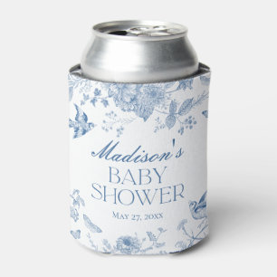 Blaue Toile De Jouy Vintage Blumen Baby Shower Dosenkühler