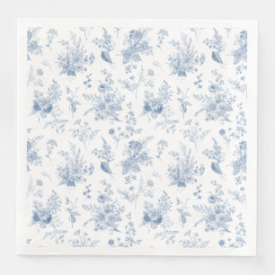 Blaue Toile De Jouy Vintage Blumen Chinoiserie Serviette