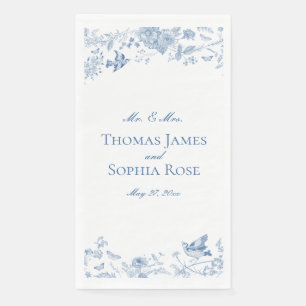 Blaue Toile De Jouy Vintage Blumen Hochzeit Serviette