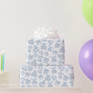 Blaue Toile de Jouy Vintage-Kinderzimmer-Geschenkp Geschenkpapier