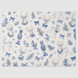 Blaue Toile de Jouy Wald-Weihnachten Seidenpapier