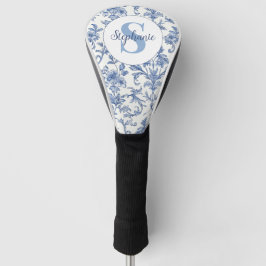 Blaue Toile Französisches Monogramm Name Florales  Golf Headcover