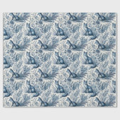 Blaue Toile Fuchs Vintage Geschenkpapier (Flach)